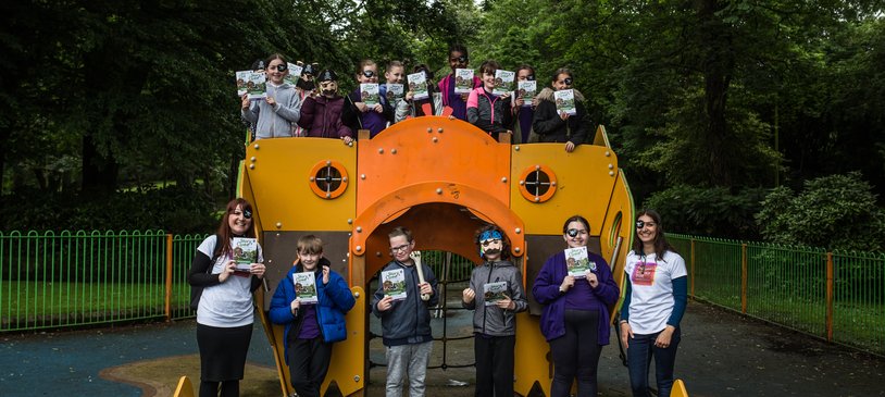 School group in Tunstall Park playground