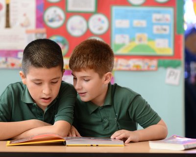 Boys studying book