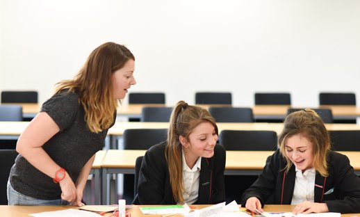 secondary girls and teacher