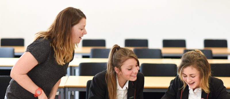 secondary girls and teacher