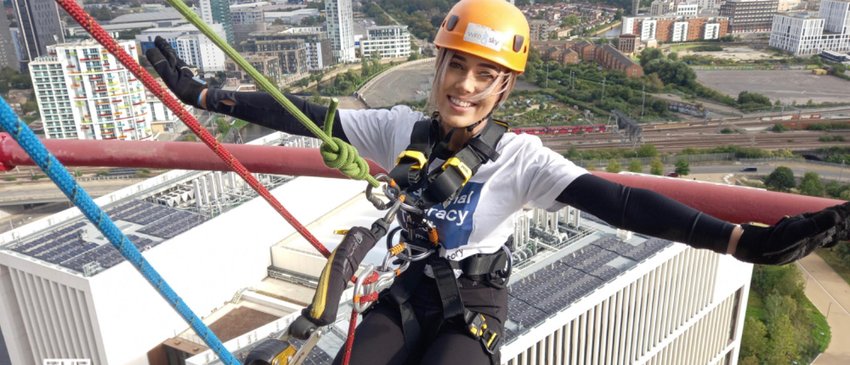 Fundraising abseil over London with the National Literacy Trust