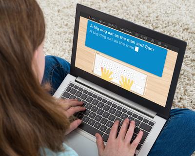 Child learning literacy skills online