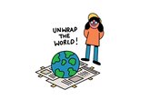 Unwrap the world Newswise image of girl and newswise globe