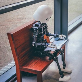 Robot reading a book